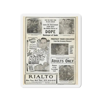 THE PACE THAT KILLS (COCAINE) 3 1935 Movie Poster - Refrigerator Magnet 2 Inch Die-Cut - The Sticker Space