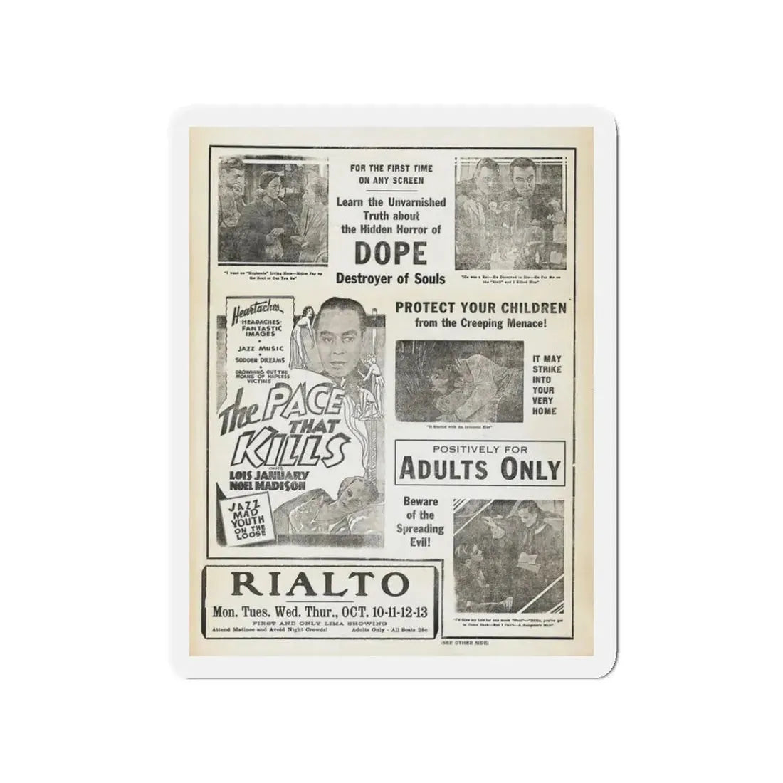 THE PACE THAT KILLS (COCAINE) 3 1935 Movie Poster - Refrigerator Magnet 3 Inch Die-Cut - The Sticker Space