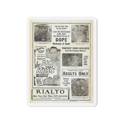 THE PACE THAT KILLS (COCAINE) 3 1935 Movie Poster - Refrigerator Magnet 3 Inch Die-Cut - The Sticker Space