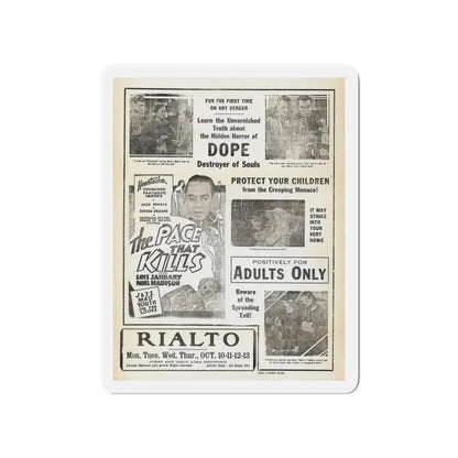 THE PACE THAT KILLS (COCAINE) 3 1935 Movie Poster - Refrigerator Magnet 4 Inch Die-Cut - The Sticker Space