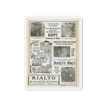 THE PACE THAT KILLS (COCAINE) 3 1935 Movie Poster - Refrigerator Magnet 5 Inch Die-Cut - The Sticker Space