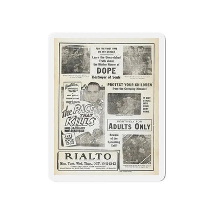 THE PACE THAT KILLS (COCAINE) 3 1935 Movie Poster - Refrigerator Magnet 6 Inch Die-Cut - The Sticker Space