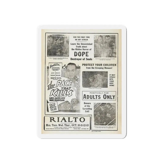 THE PACE THAT KILLS (COCAINE) 3 1935 Movie Poster - Refrigerator Magnet 6 Inch Die-Cut - The Sticker Space