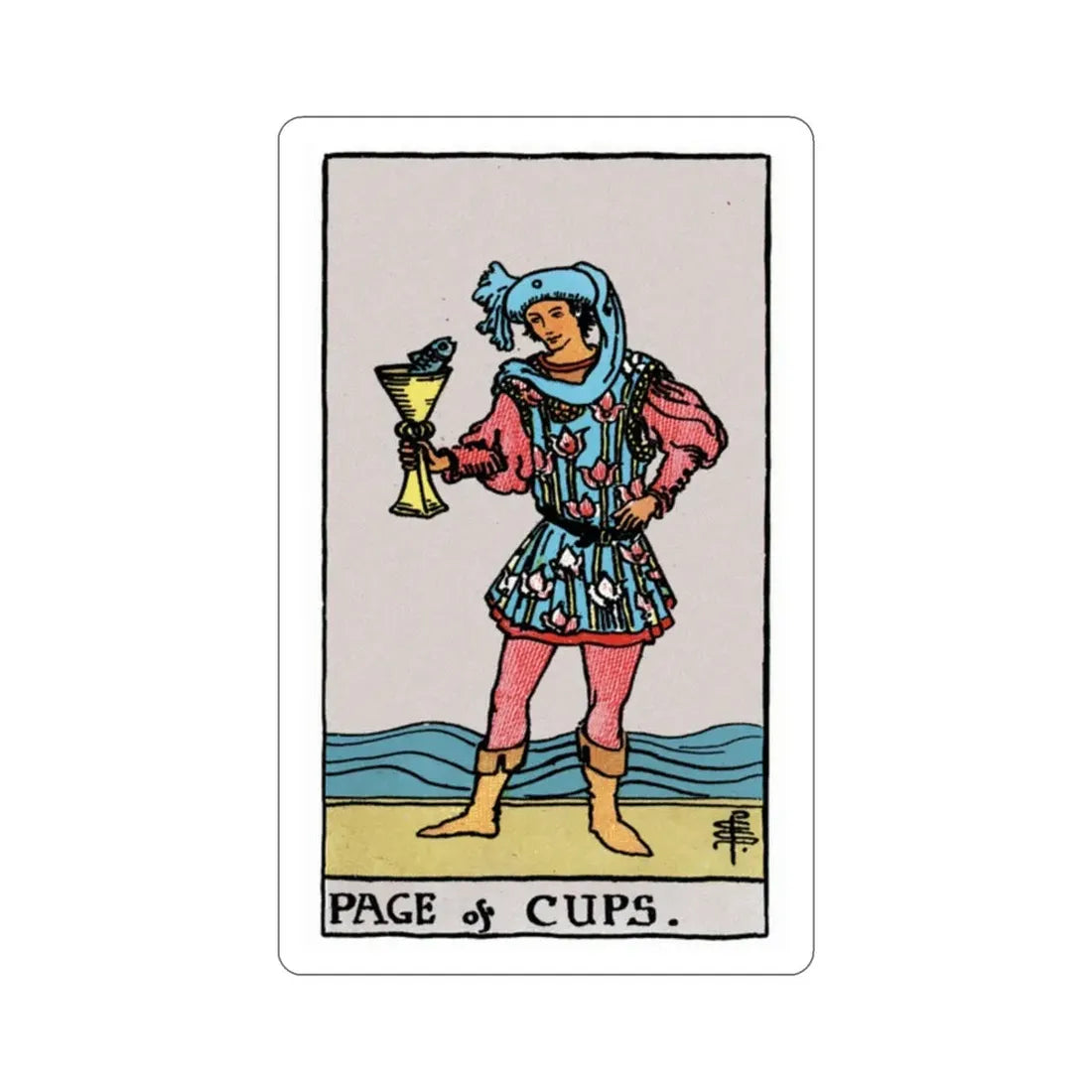 The Page of Cups (Rider Waite Tarot Deck) STICKER Vinyl Die-Cut Decal 2 Inch - The Sticker Space