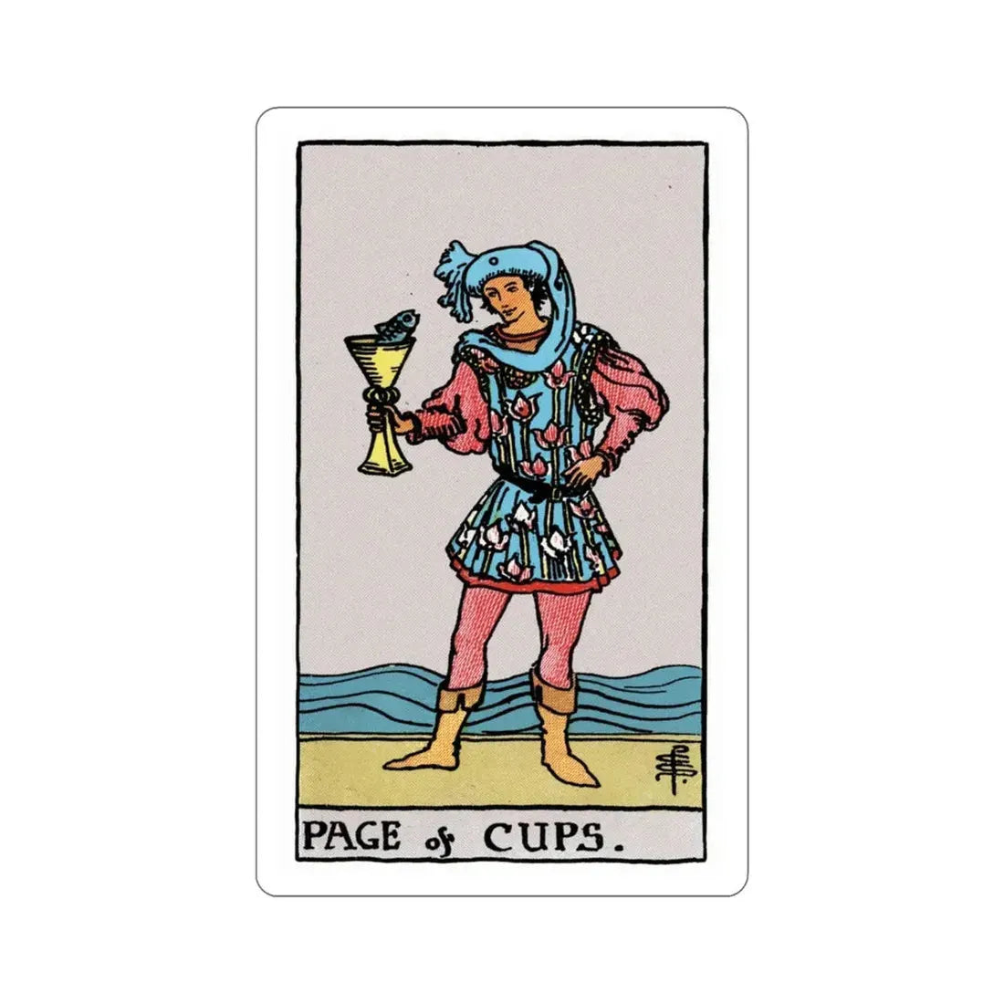 The Page of Cups (Rider Waite Tarot Deck) STICKER Vinyl Die-Cut Decal 3 Inch - The Sticker Space