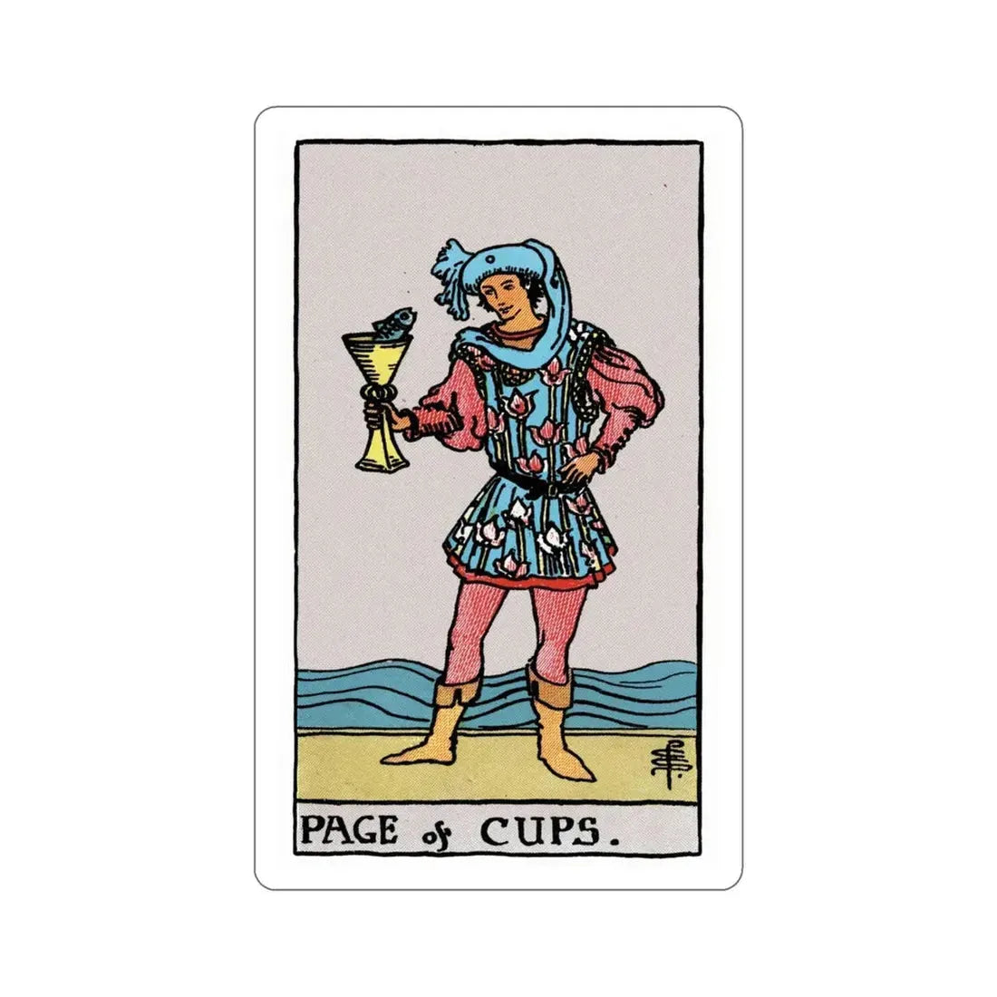 The Page of Cups (Rider Waite Tarot Deck) STICKER Vinyl Die-Cut Decal 4 Inch - The Sticker Space