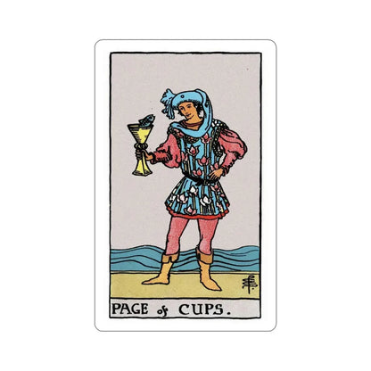 The Page of Cups (Rider Waite Tarot Deck) STICKER Vinyl Die-Cut Decal 4 Inch - The Sticker Space