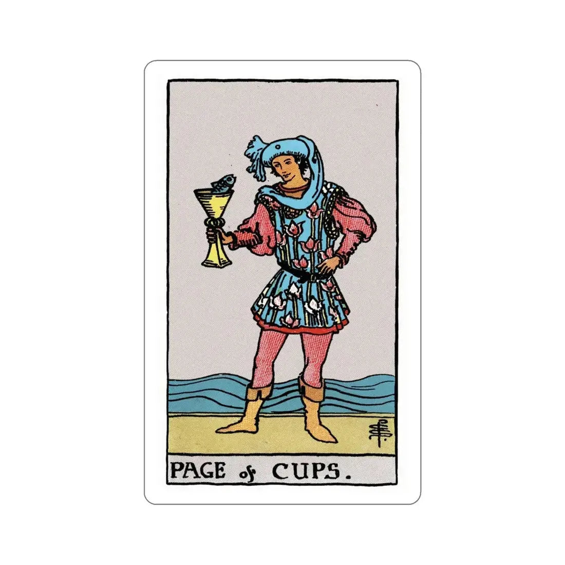 The Page of Cups (Rider Waite Tarot Deck) STICKER Vinyl Die-Cut Decal 5 Inch - The Sticker Space