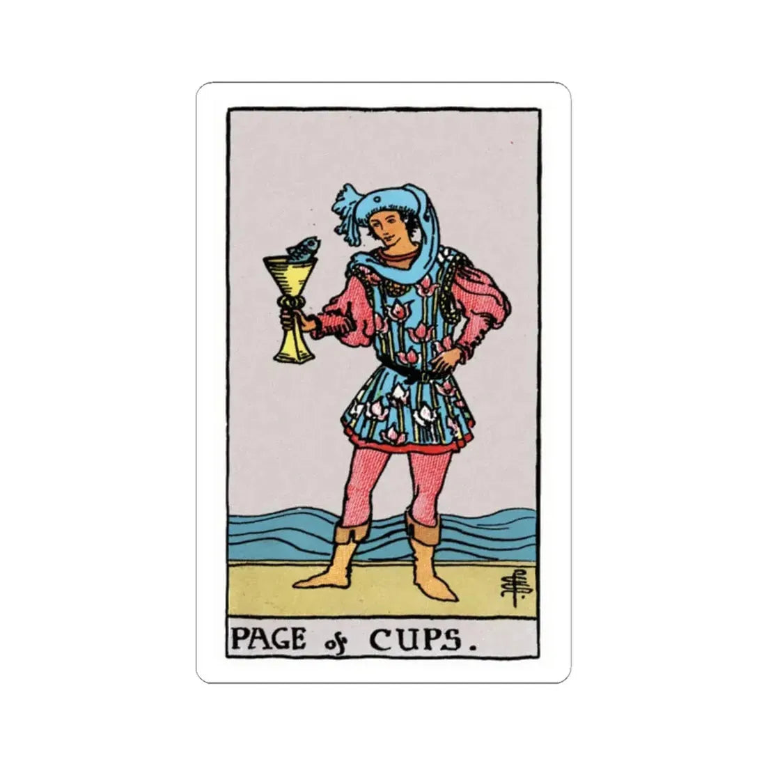 The Page of Cups (Tarot Card) STICKER Vinyl Kiss-Cut Decal 2 Inch White - The Sticker Space
