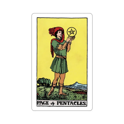 The Page of Pentacles (Rider Waite Tarot Deck) STICKER Vinyl Die-Cut Decal 2 Inch - The Sticker Space