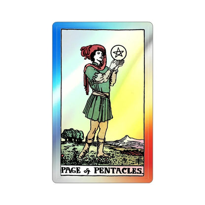 The Page of Pentacles (Tarot Card) Holographic STICKER Die-Cut Vinyl Decal 5 Inch Holographic - The Sticker Space