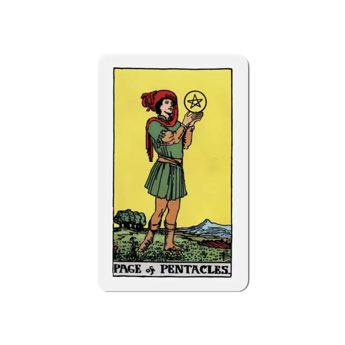 The Page of Pentacles (Tarot Card) Refrigerator Magnet 2 Inch - The Sticker Space