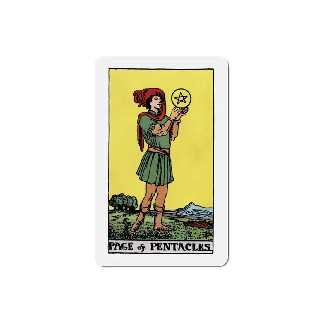 The Page of Pentacles (Tarot Card) Refrigerator Magnet 3 Inch - The Sticker Space