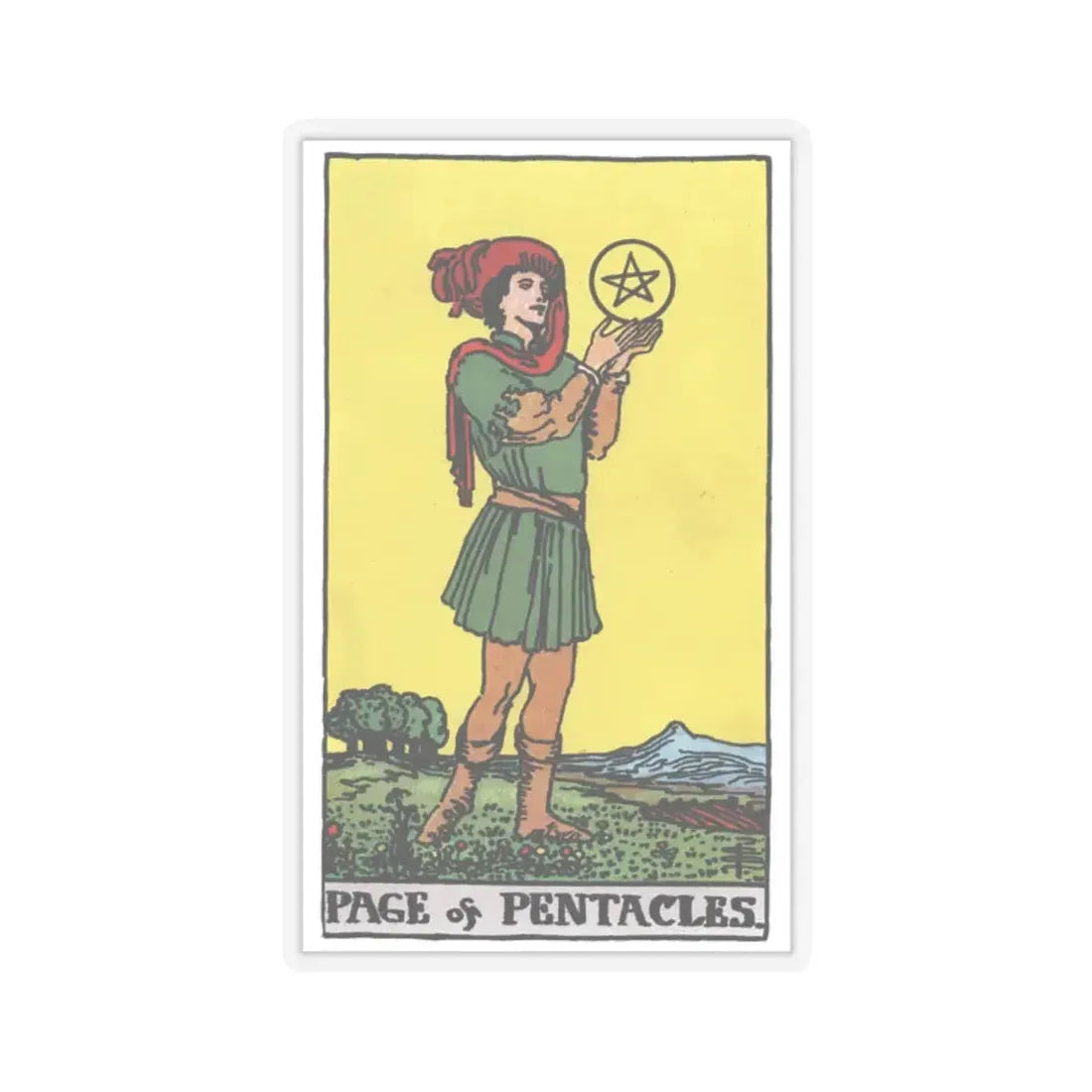 The Page of Pentacles (Tarot Card) STICKER Vinyl Kiss-Cut Decal 2 Inch Transparent - The Sticker Space