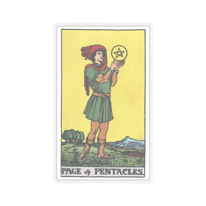 The Page of Pentacles (Tarot Card) STICKER Vinyl Kiss-Cut Decal 2 Inch Transparent - The Sticker Space