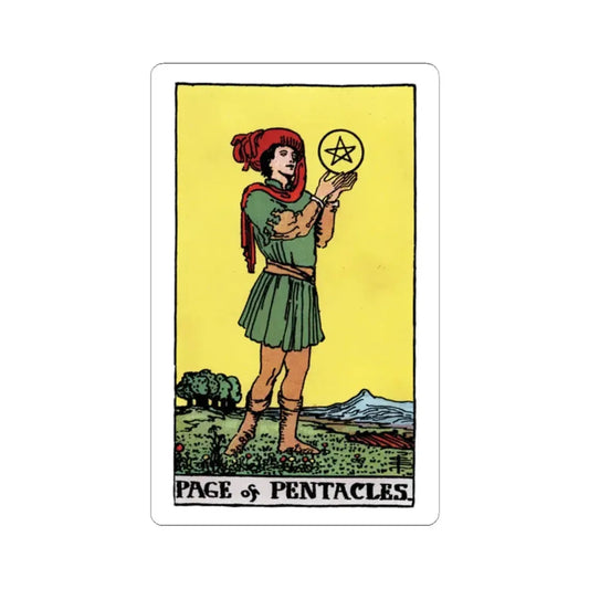 The Page of Pentacles (Tarot Card) STICKER Vinyl Kiss-Cut Decal 2 Inch White - The Sticker Space