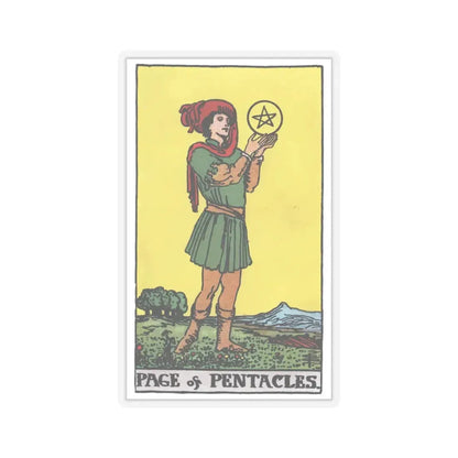 The Page of Pentacles (Tarot Card) STICKER Vinyl Kiss-Cut Decal 3 Inch Transparent - The Sticker Space