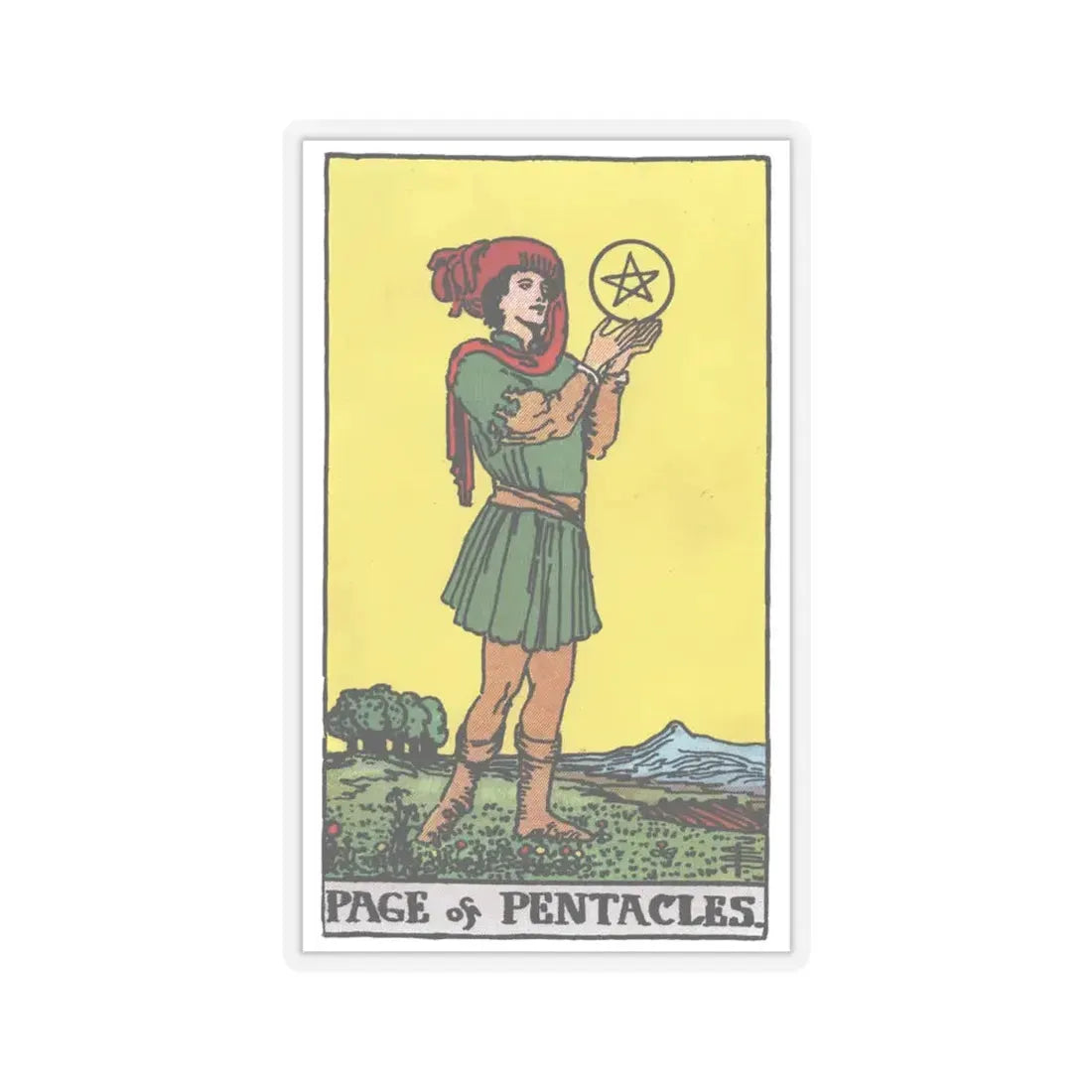 The Page of Pentacles (Tarot Card) STICKER Vinyl Kiss-Cut Decal 4 Inch Transparent - The Sticker Space