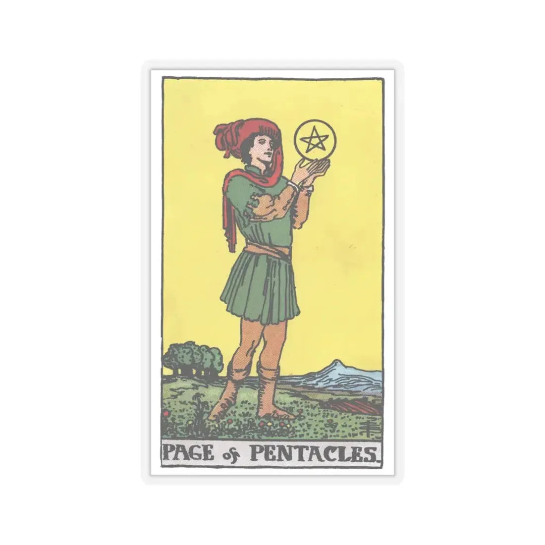 The Page of Pentacles (Tarot Card) STICKER Vinyl Kiss-Cut Decal 6 Inch Transparent - The Sticker Space