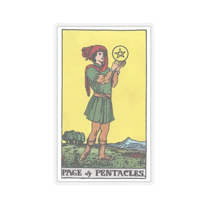 The Page of Pentacles (Tarot Card) STICKER Vinyl Kiss-Cut Decal 6 Inch Transparent - The Sticker Space