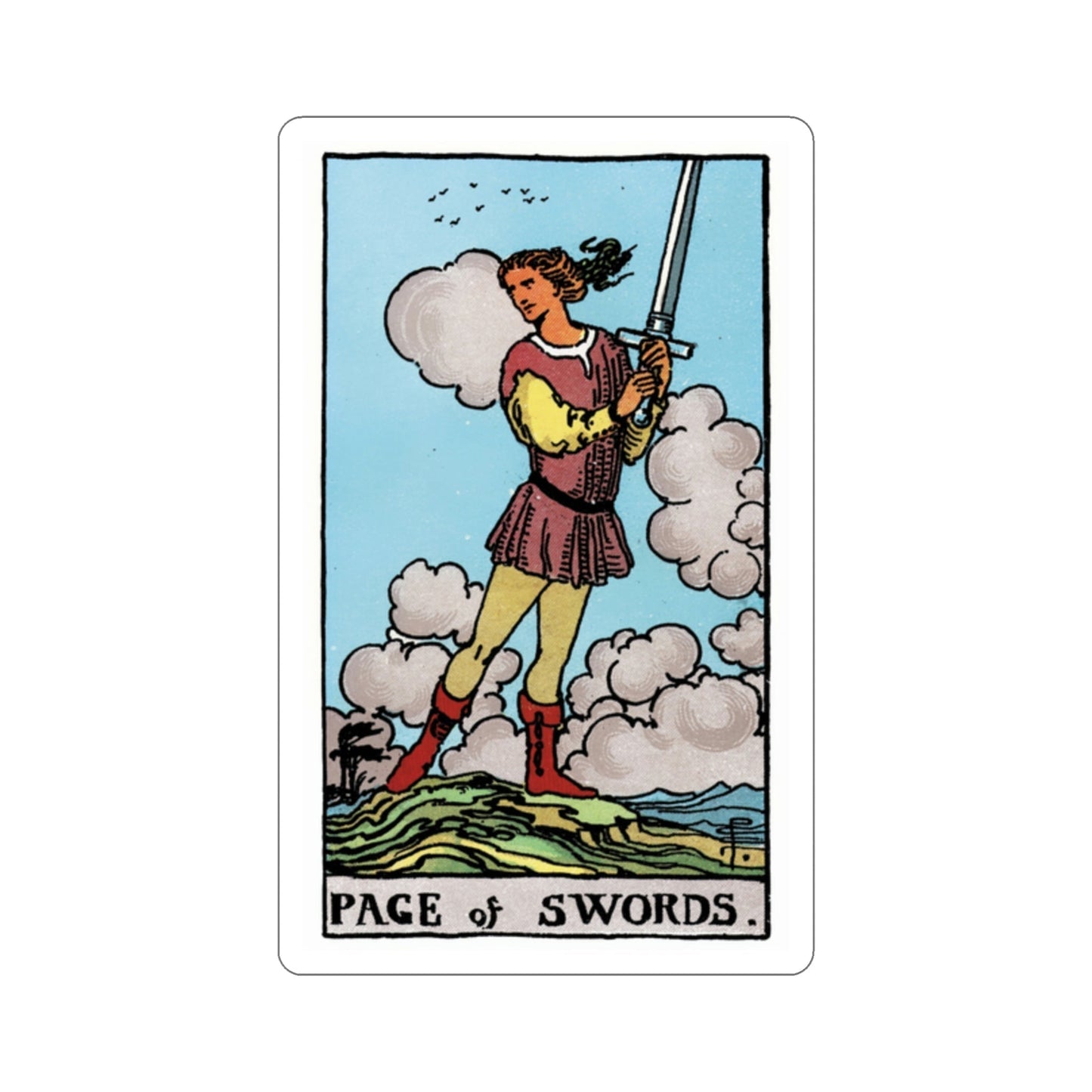 The Page of Swords (Rider Waite Tarot Deck) STICKER Vinyl Die-Cut Decal-2 Inch-The Sticker Space