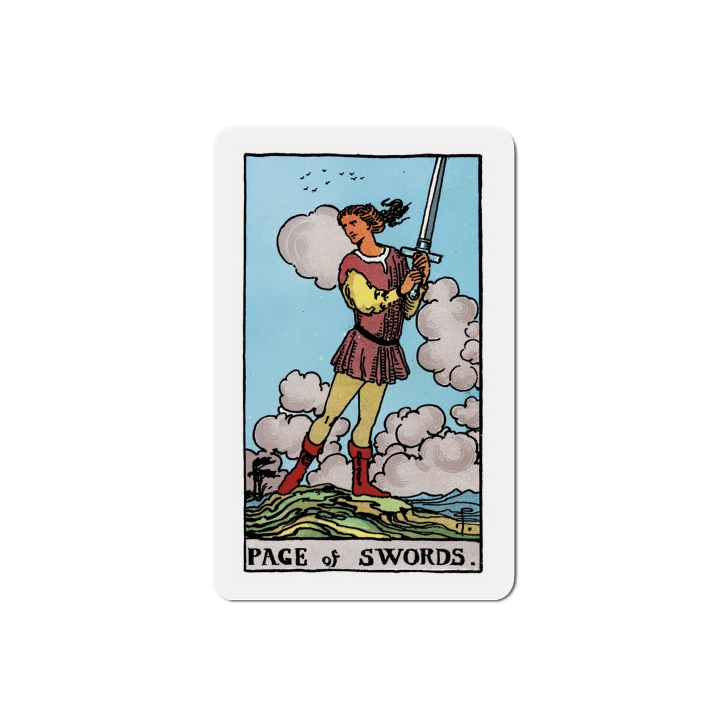 The Page of Swords (Tarot Card) Die-Cut Magnet-3 Inch-The Sticker Space