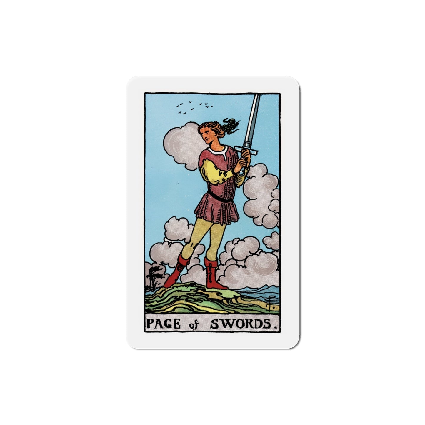 The Page of Swords (Tarot Card) Die-Cut Magnet-4 Inch-The Sticker Space