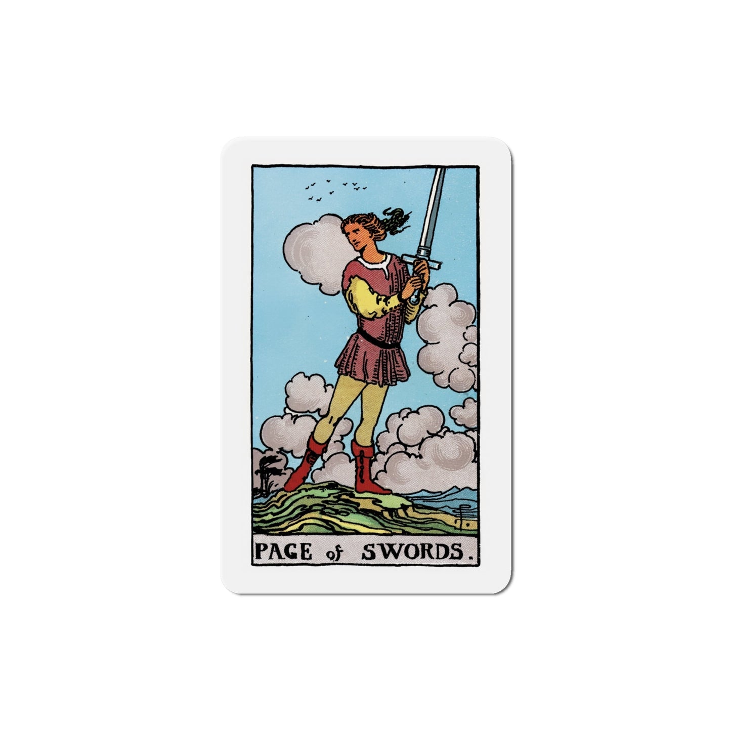 The Page of Swords (Tarot Card) Die-Cut Magnet-6 Inch-The Sticker Space