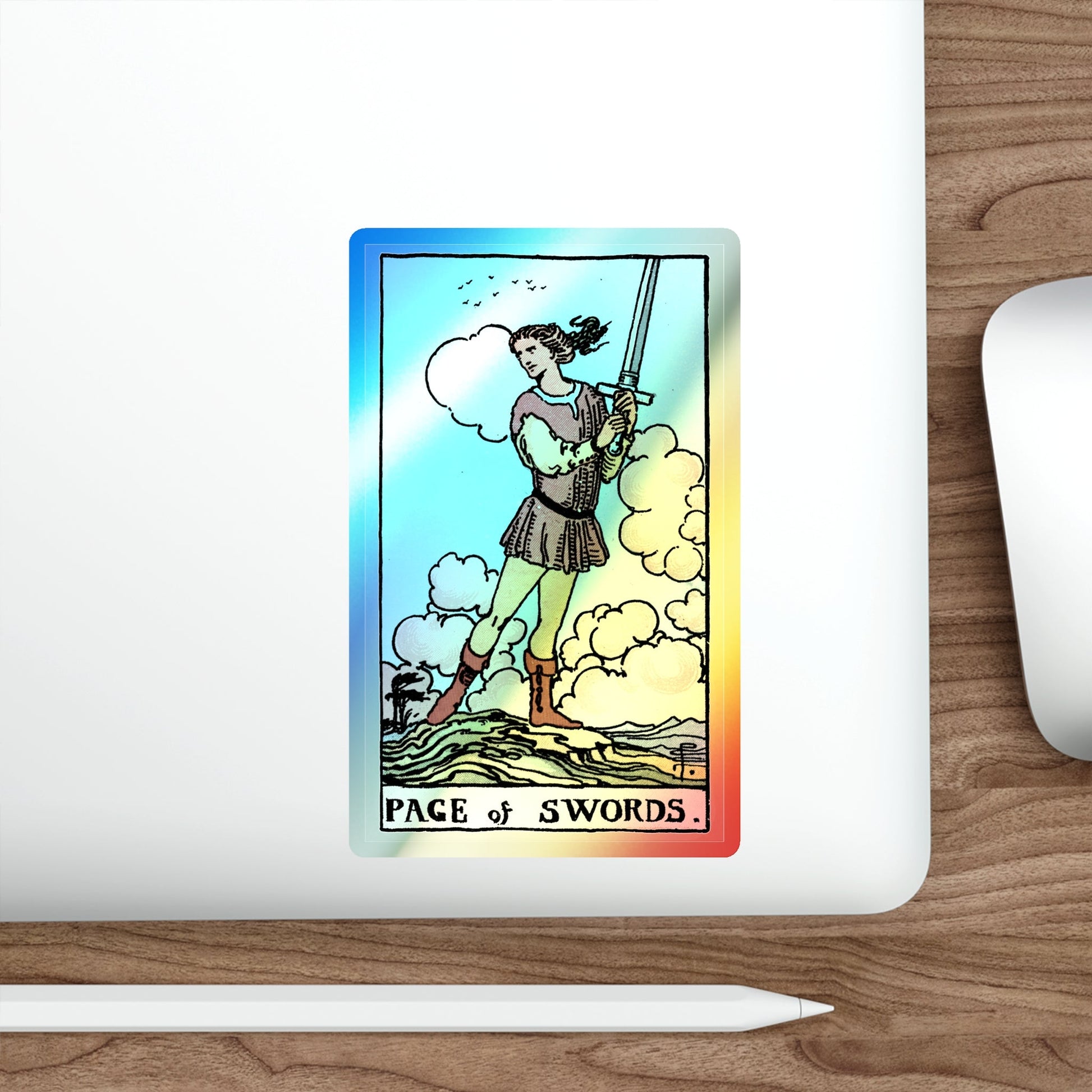 The Page of Swords (Tarot Card) Holographic STICKER Die-Cut Vinyl Decal-The Sticker Space