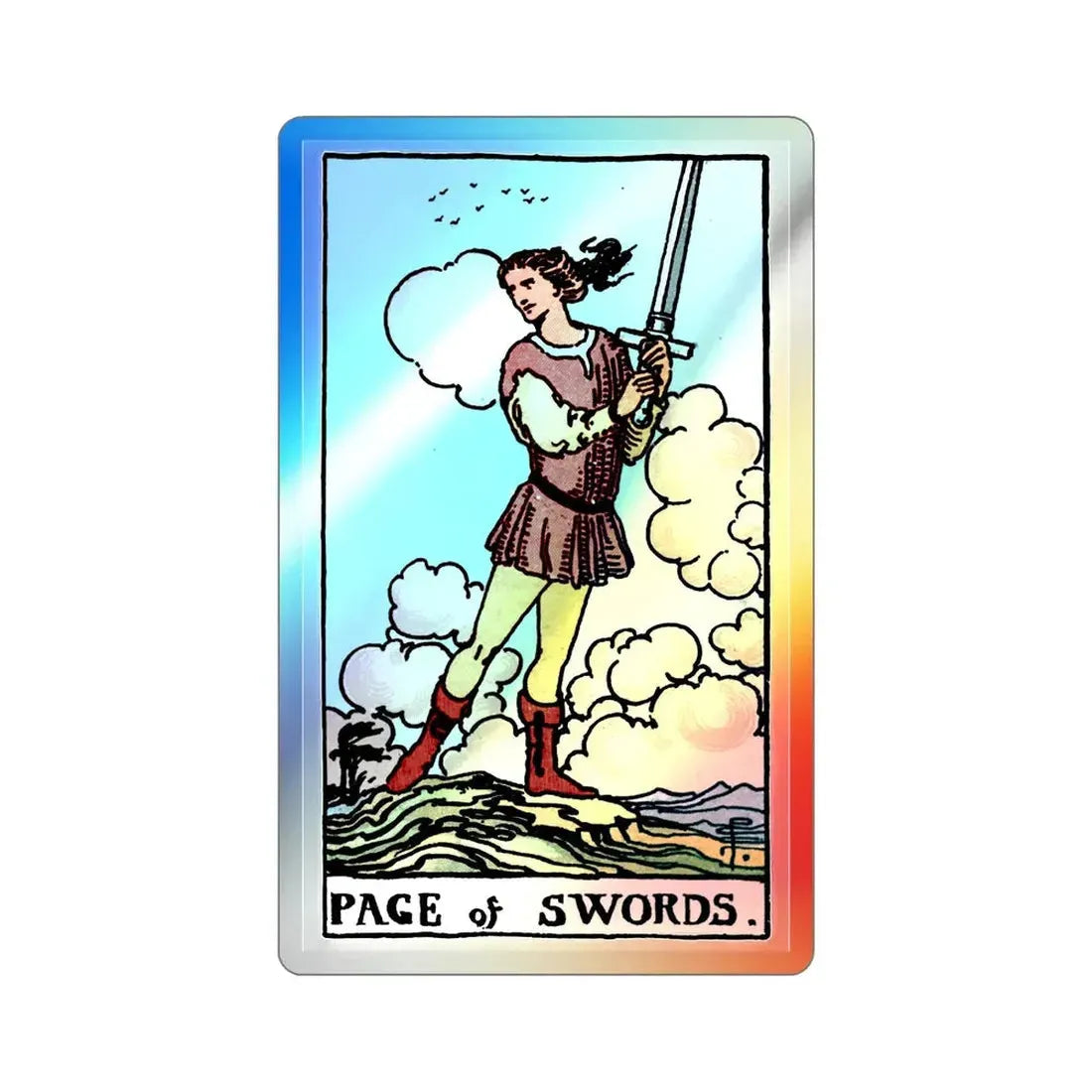 The Page of Swords (Tarot Card) Holographic STICKER Die-Cut Vinyl Decal 2 Inch Holographic - The Sticker Space