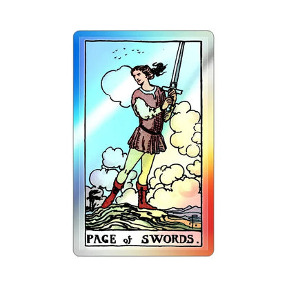 The Page of Swords (Tarot Card) Holographic STICKER Die-Cut Vinyl Decal 2 Inch Holographic - The Sticker Space