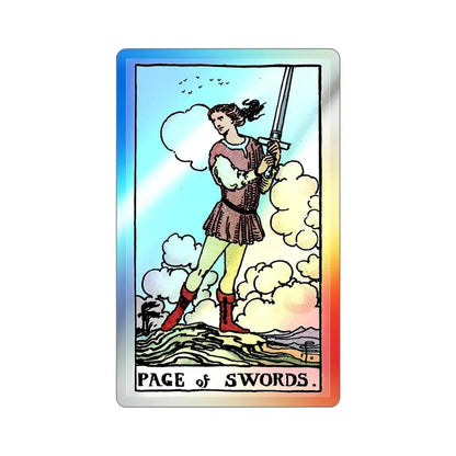 The Page of Swords (Tarot Card) Holographic STICKER Die-Cut Vinyl Decal 5 Inch Holographic - The Sticker Space