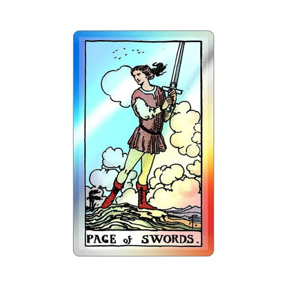 The Page of Swords (Tarot Card) Holographic STICKER Die-Cut Vinyl Decal 6 Inch Holographic - The Sticker Space