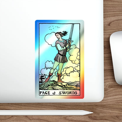 The Page of Swords (Tarot Card) Holographic STICKER Die-Cut Vinyl Decal-The Sticker Space