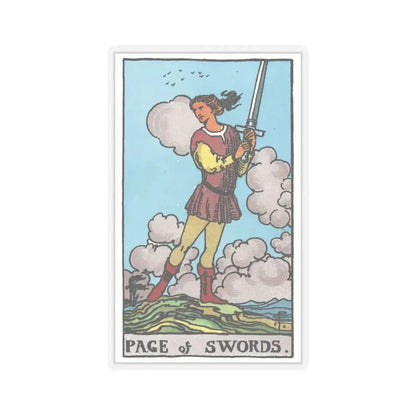 The Page of Swords (Tarot Card) STICKER Vinyl Kiss-Cut Decal 3 Inch Transparent - The Sticker Space