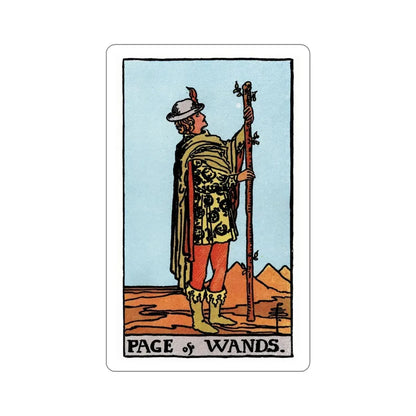 The Page of Wands (Rider Waite Tarot Deck) STICKER Vinyl Die-Cut Decal 4 Inch - The Sticker Space
