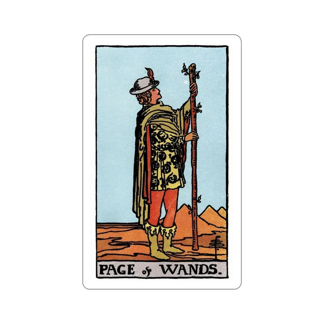 The Page of Wands (Rider Waite Tarot Deck) STICKER Vinyl Die-Cut Decal 6 Inch - The Sticker Space