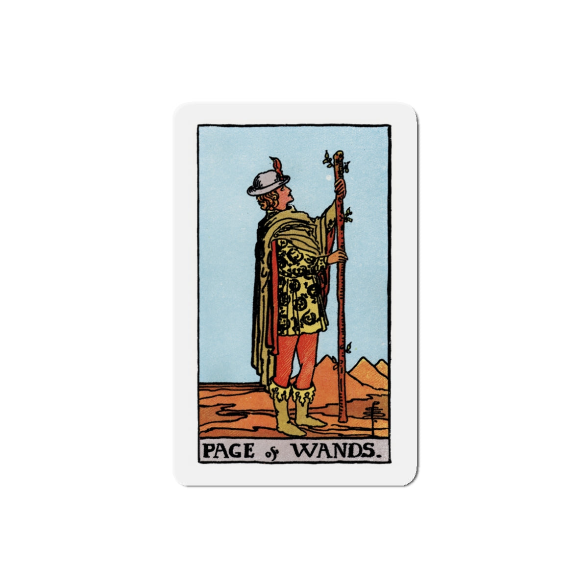 The Page of Wands (Tarot Card) Die-Cut Magnet-3" x 3"-The Sticker Space