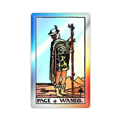 The Page of Wands (Tarot Card) Holographic STICKER Die-Cut Vinyl Decal 2 Inch Holographic - The Sticker Space