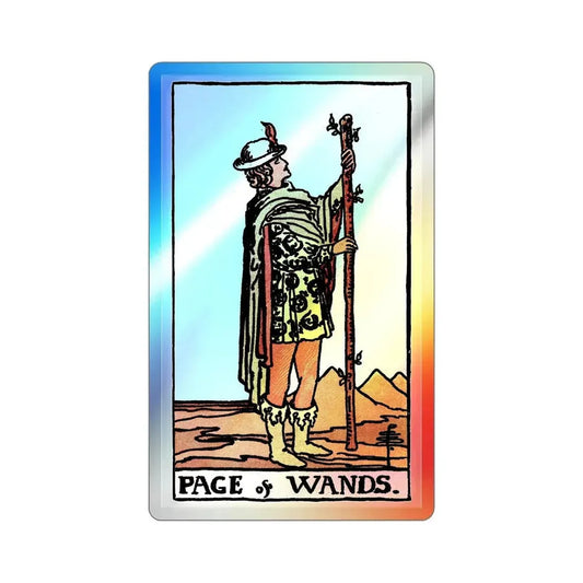 The Page of Wands (Tarot Card) Holographic STICKER Die-Cut Vinyl Decal 6 Inch Holographic - The Sticker Space
