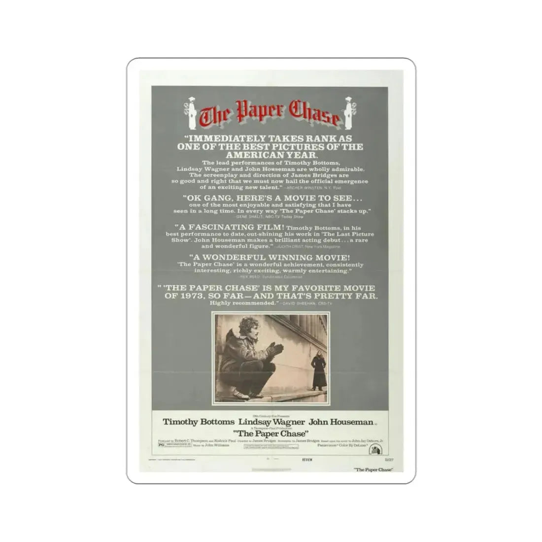 The Paper Chase 1973 Movie Poster STICKER Vinyl Die-Cut Decal 3 Inch - The Sticker Space