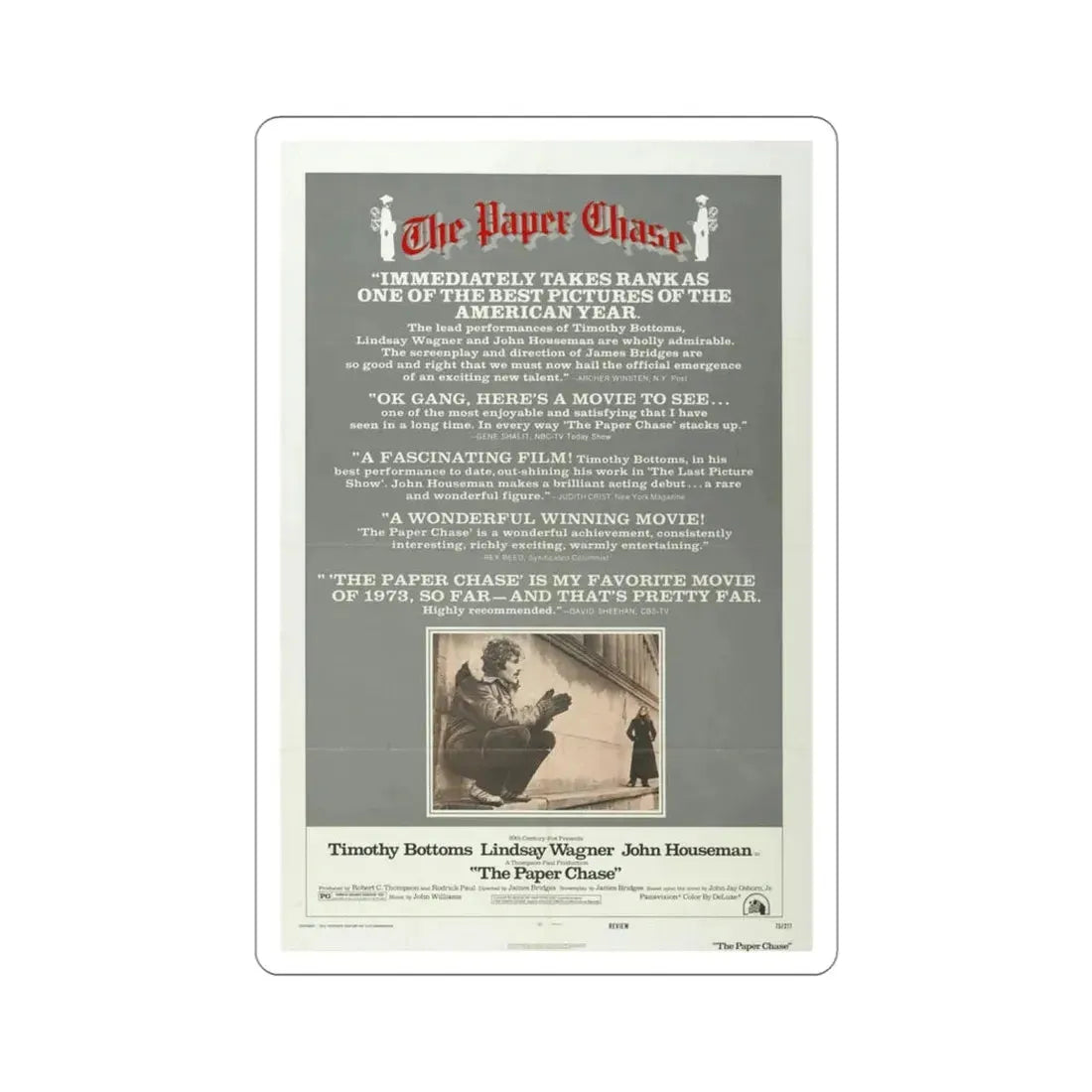 The Paper Chase 1973 Movie Poster STICKER Vinyl Die-Cut Decal 4 Inch - The Sticker Space