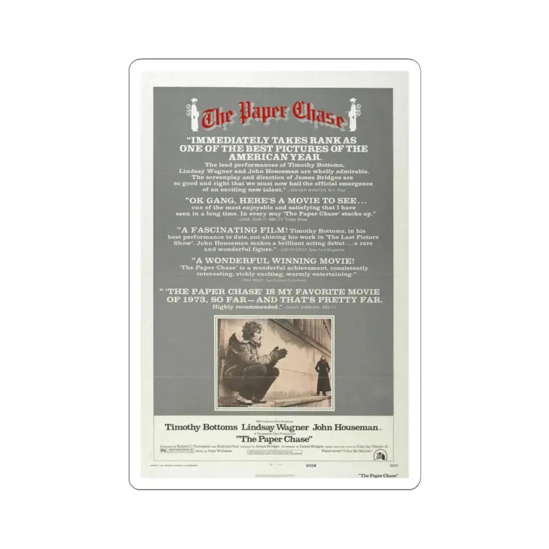 The Paper Chase 1973 Movie Poster - STICKER Vinyl Kiss-Cut Decal 6 Inch White - The Sticker Space