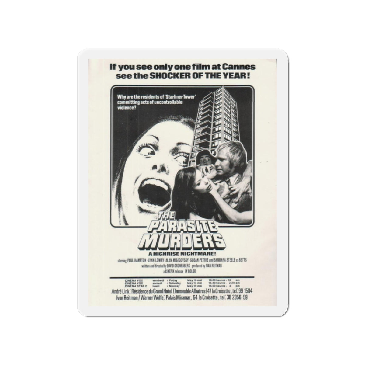 THE PARASITE MURDERS (SHIVERS) 1975 Movie Poster - Refrigerator Magnet