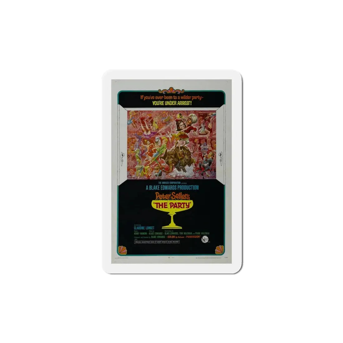 The Party 1968 Movie Poster Refrigerator Magnet 5 Inch - The Sticker Space