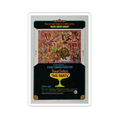 The Party 1968 Movie Poster - STICKER Vinyl Kiss-Cut Decal 6 Inch White - The Sticker Space