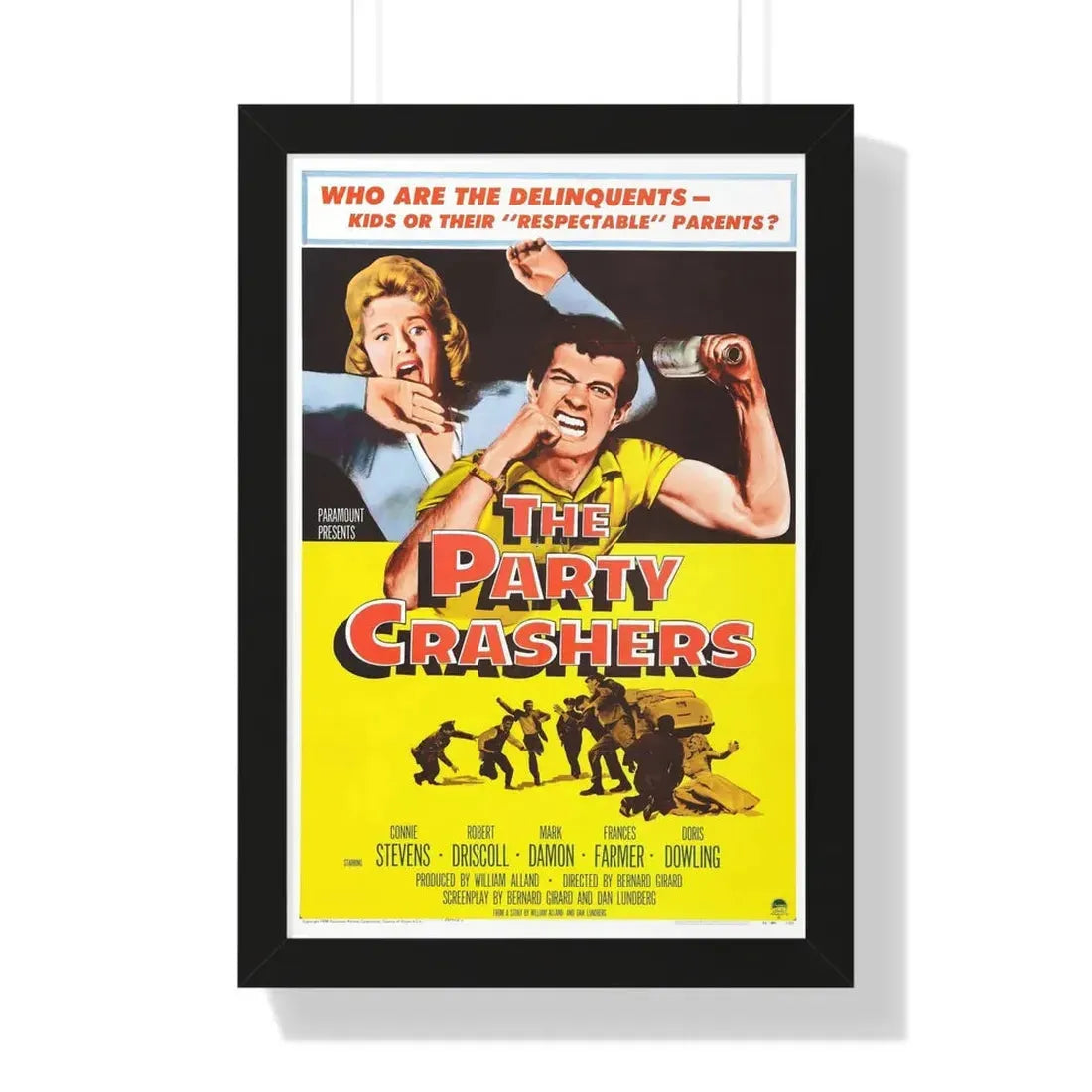 THE PARTY CRASHERS 1958 - Framed Movie Poster 16″ x 24″ Black - The Sticker Space
