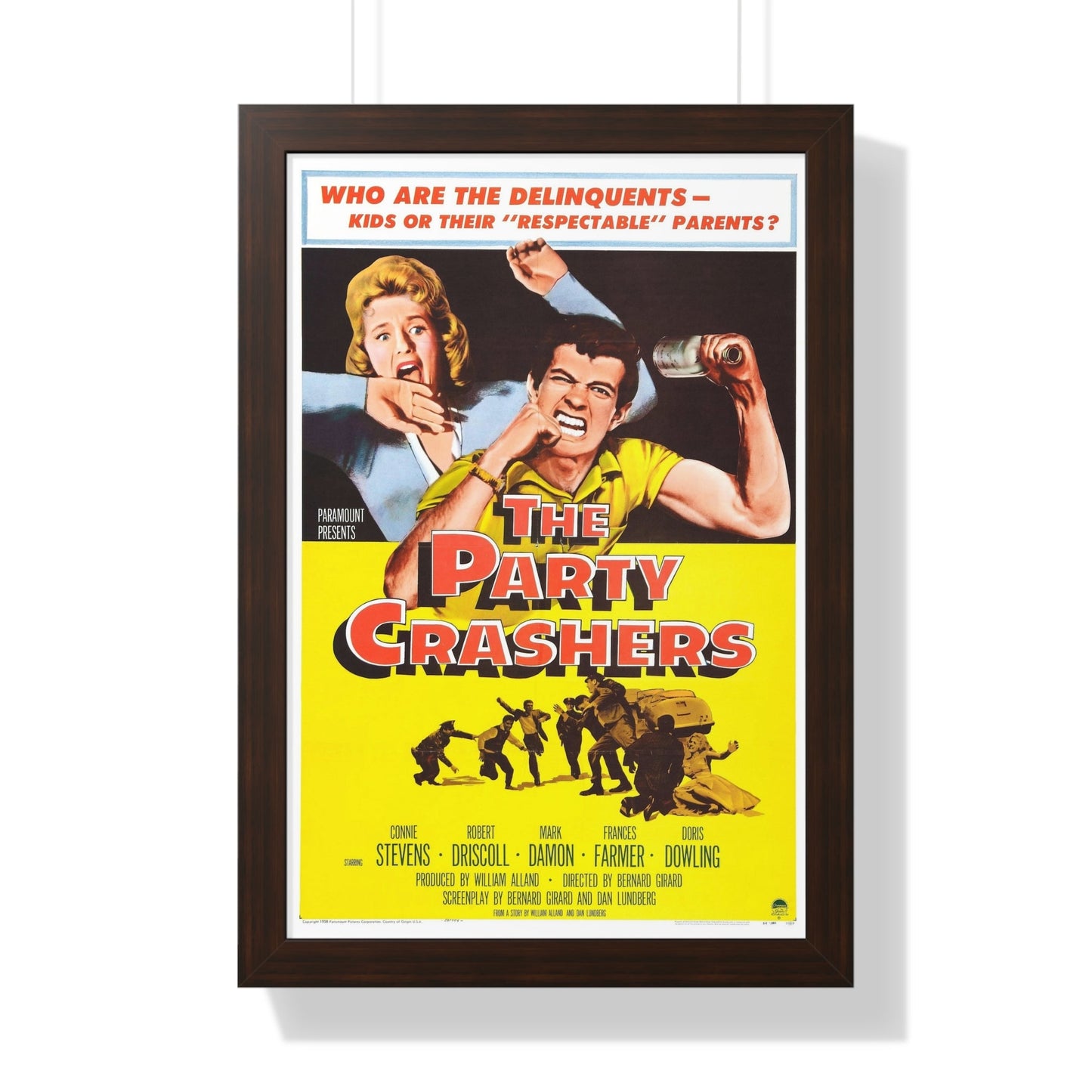 THE PARTY CRASHERS 1958 - Framed Movie Poster-16″ x 24″-The Sticker Space