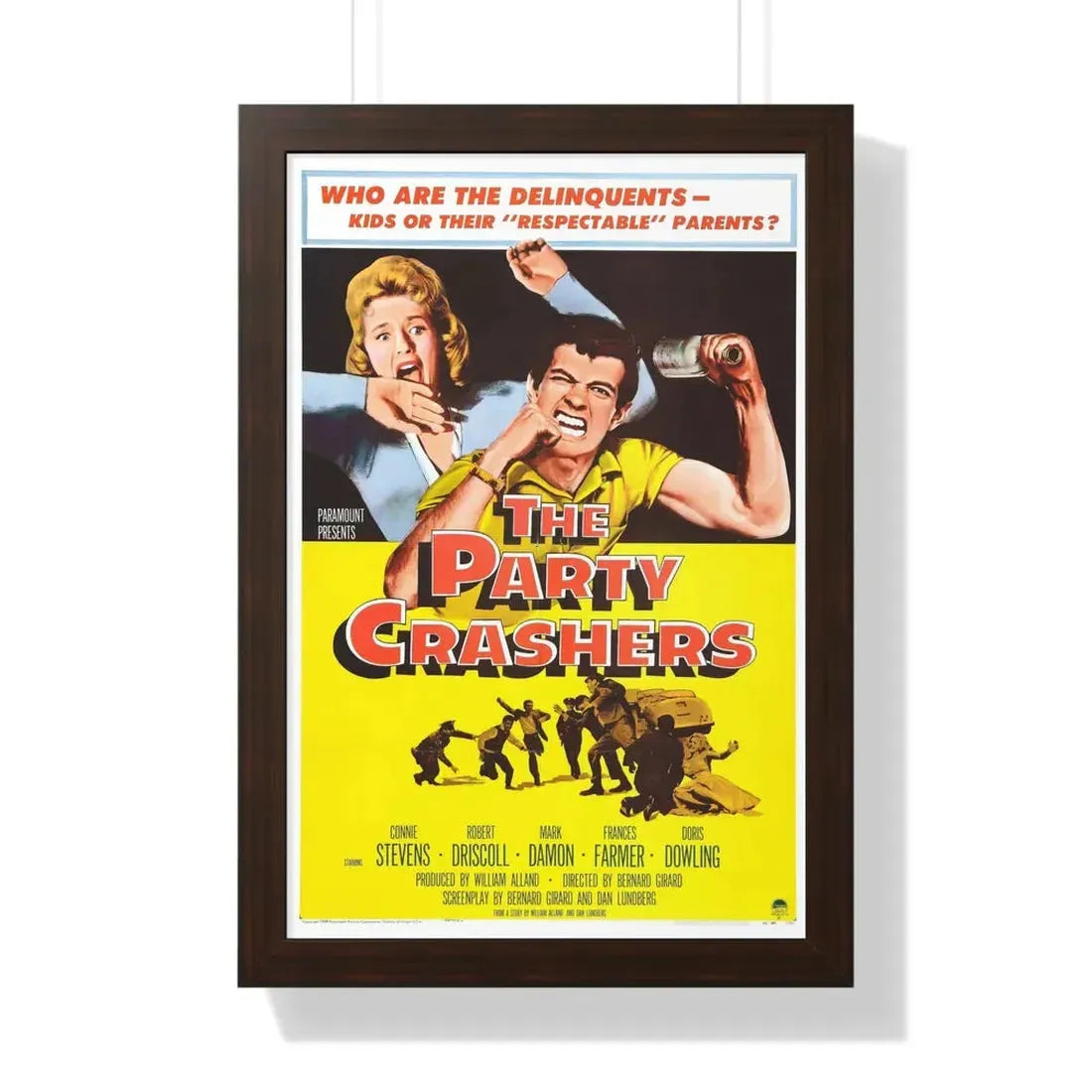 THE PARTY CRASHERS 1958 - Framed Movie Poster 16″ x 24″ Walnut - The Sticker Space