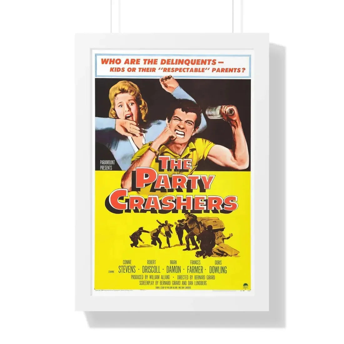 THE PARTY CRASHERS 1958 - Framed Movie Poster 16″ x 24″ White - The Sticker Space